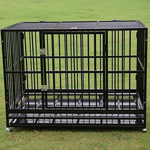 Walcut Black Heavy Duty Strong Metal Pet Dog Cage Pet Cage Crate Cannel Playpen w/Wheels (36.3"L x 24.2"W x 29.1" H)