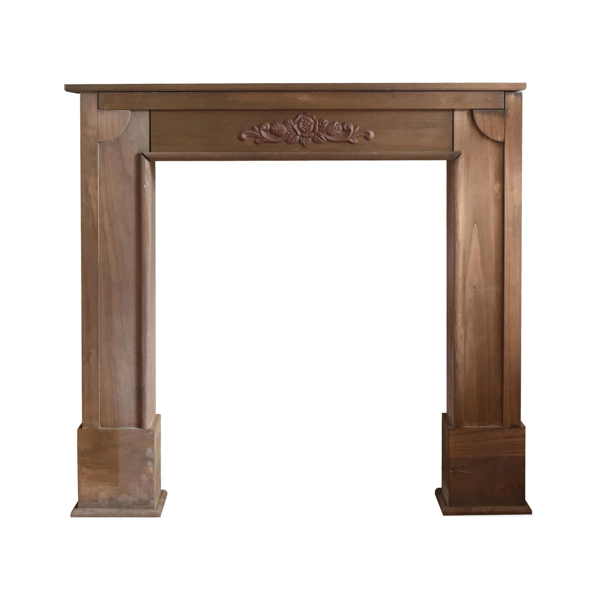 Rebecca Mobili Brown fireplace frame decoration, shabby mantelpiece frame, for living room - Dimensions: 98.5 x 96.5 x 22.5 cm (HxWxD) - Art. RE4862