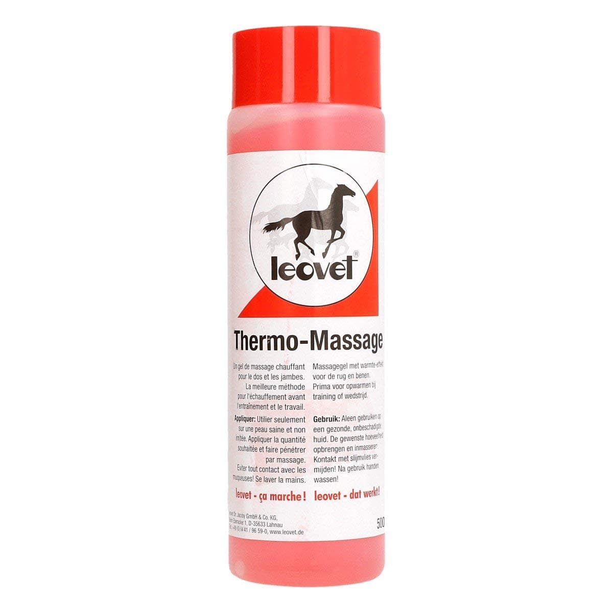 Leovet Thermo Massage Gel 500ml Provides Localized Heat Loosens Muscle Tension