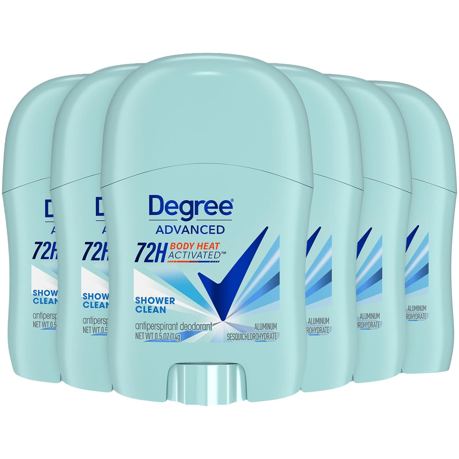 Degree Advanced Antiperspirant Deodorant, Shower Clean 6-Pack – Travel Deodorant for Women, 72H Protection, 0.5 Oz Ea