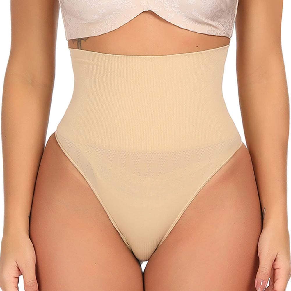 Best Tummy Control Shapewear Waist Cincher,Seamless Sexy Thong Panty Body Shaper for Women Beige