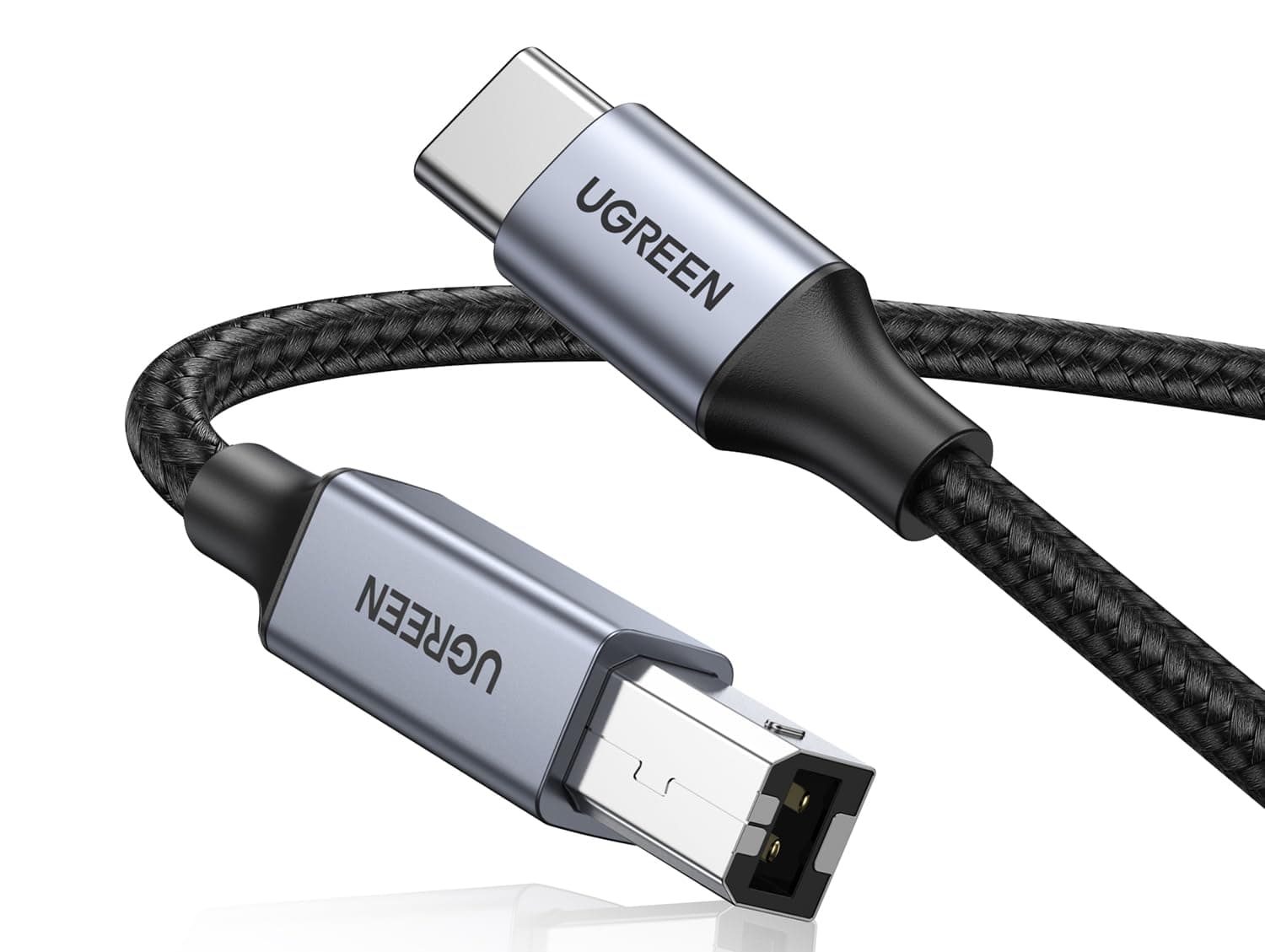 Printer Cable USB C to B 2.0 Scanner Cord Nylon Braided Wire Compatible with Epson HP Brother Lexmark Printers Yamaha Digital Piano Midi Keyboard DAC 1M iPhone 17 (Grey)