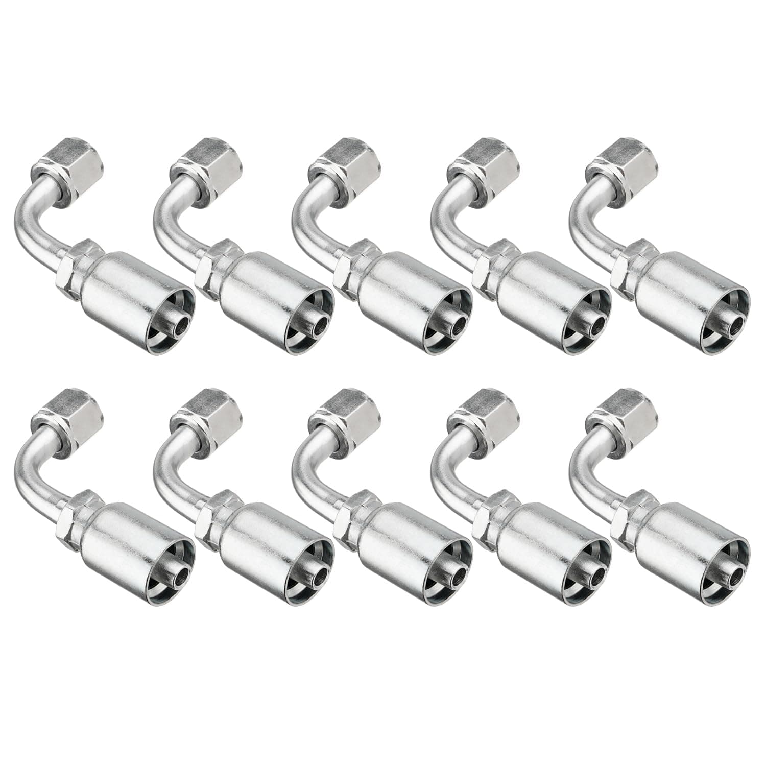 10 PCS 90° Hydraulic Hose Fittings, for 3/8" Hose x 3/8" JIC 37° Female 90° Hydraulic Hose End Elbow Crimp Fitting