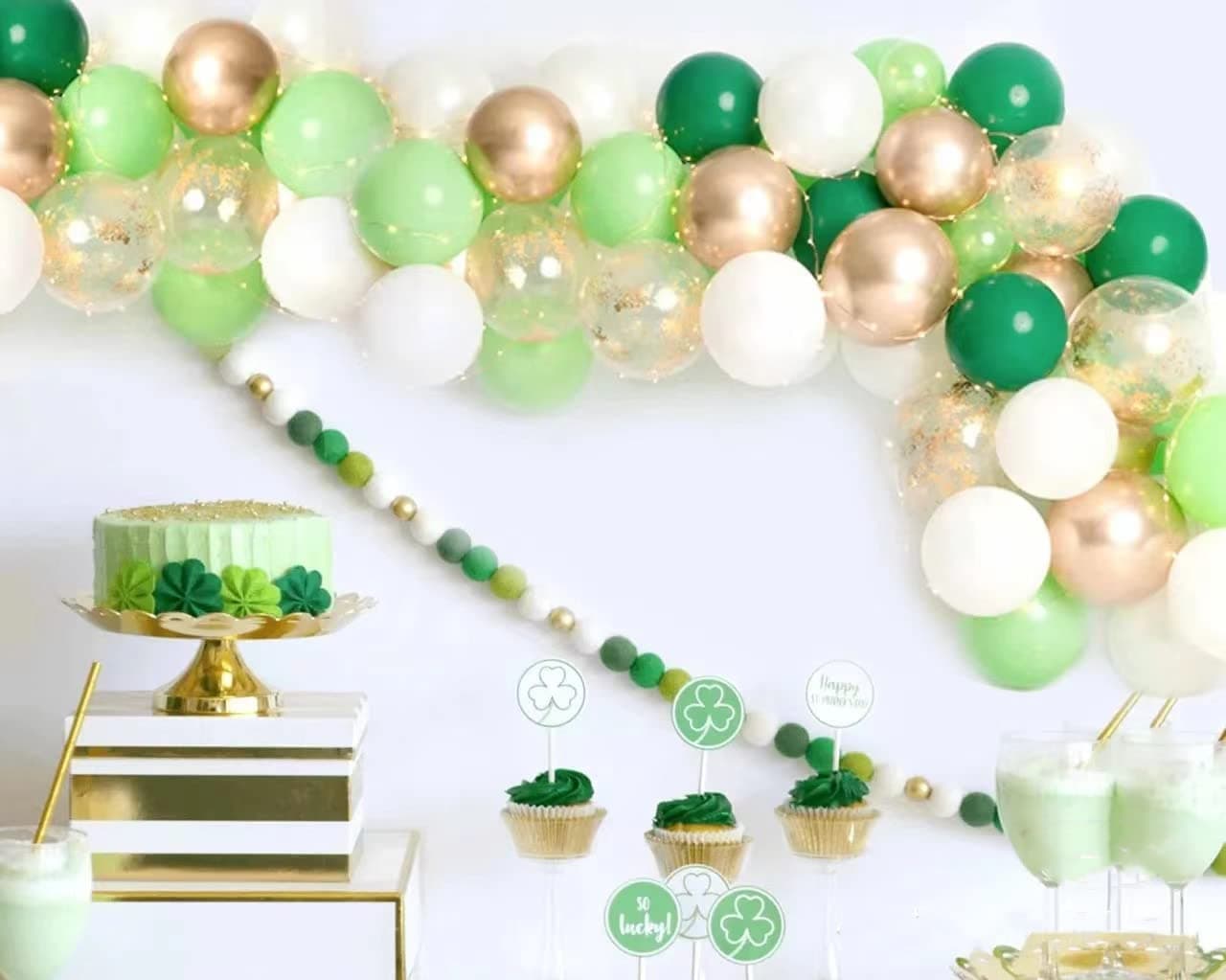 132pcs Green Champagne Gold Balloon Garland Kit for Summer Jungle Tropical Forest Animal Zoo Party Baby Shower Birthday Decorations
