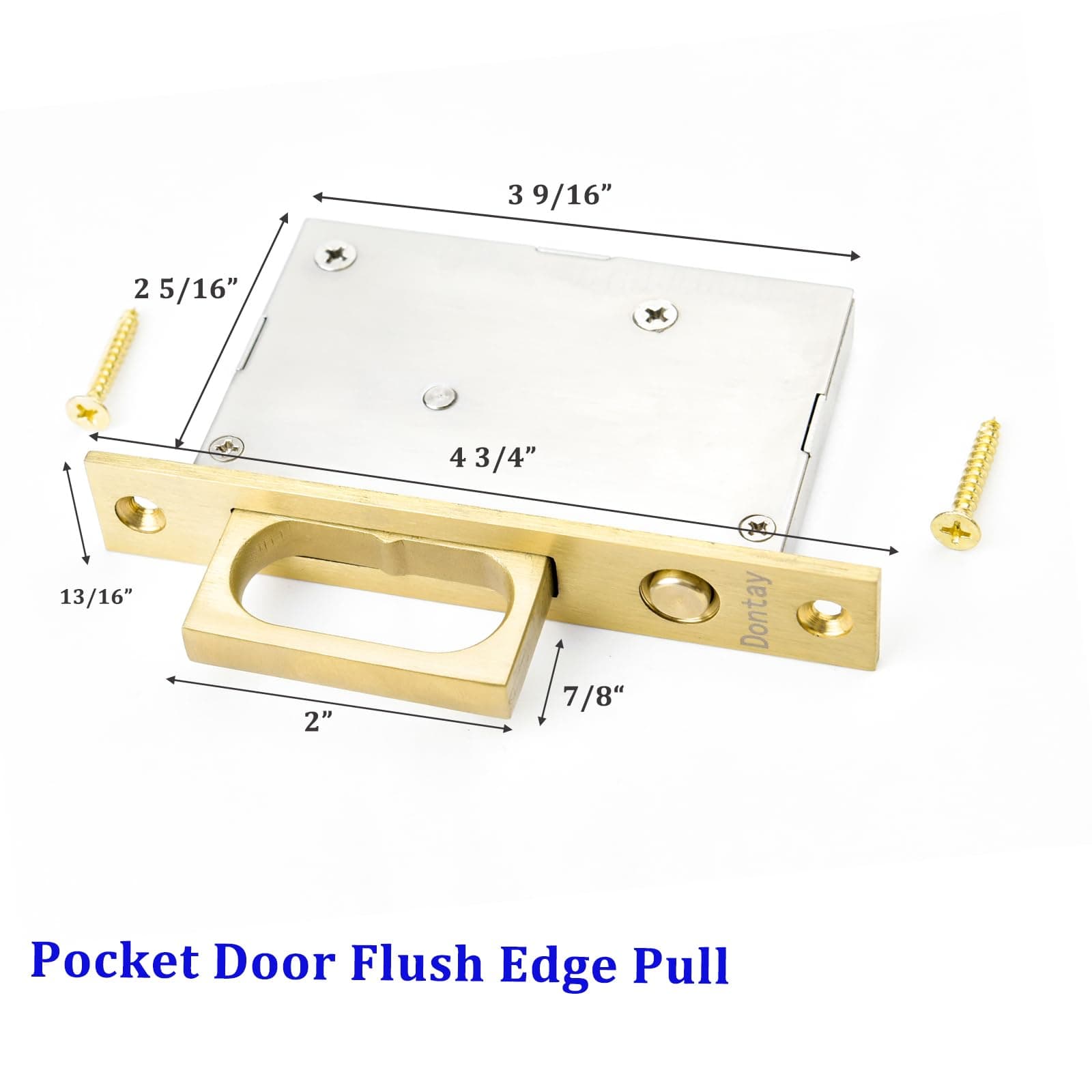 Dontay Pocket Door Edge Pull, Push Automatic Bounce Switch, Hidden Handle, Sliding Door Pull Hardware, Flush, Large Enough Pull Ring is Easier to Grasp and Use (1, Satin Brass)