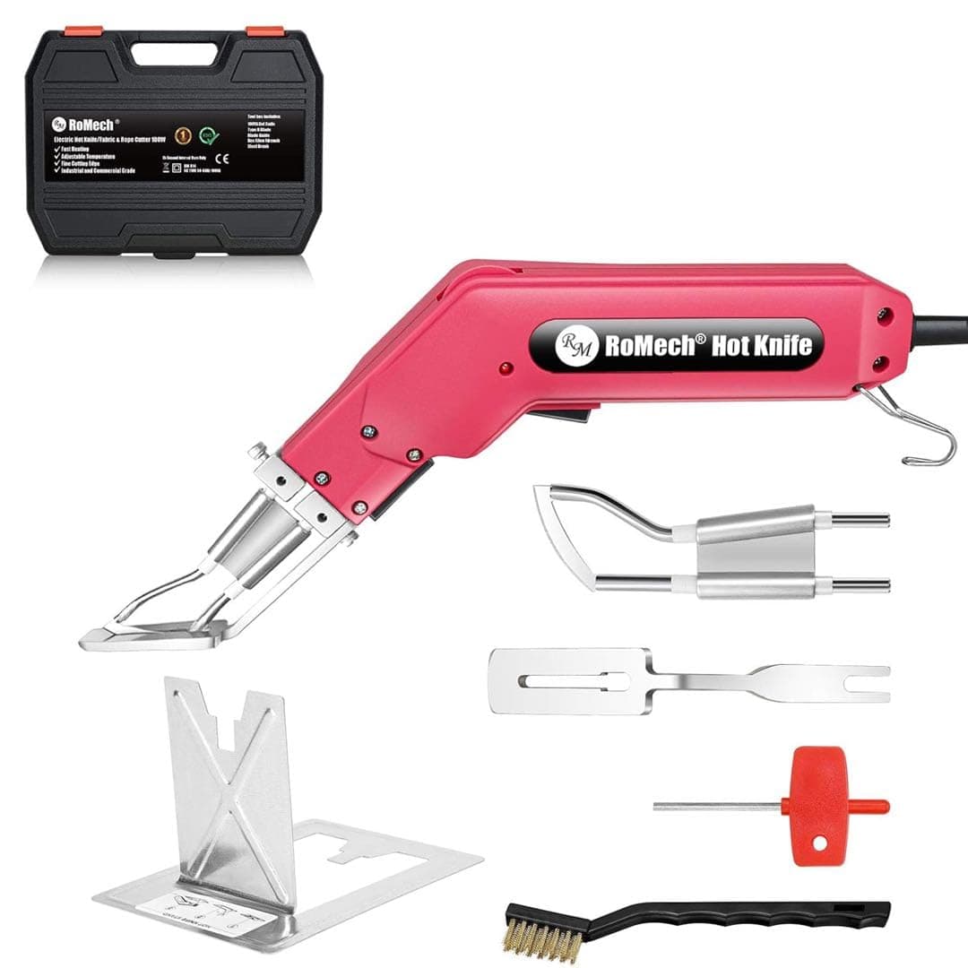 ROMECH 100W Fabric Cutter Rope Cutter, Pro Electric Hot Knife Heat Sealer with Adjustable Power, Cutting Tool Kit with Blades & Accessories (100W, RM-014)