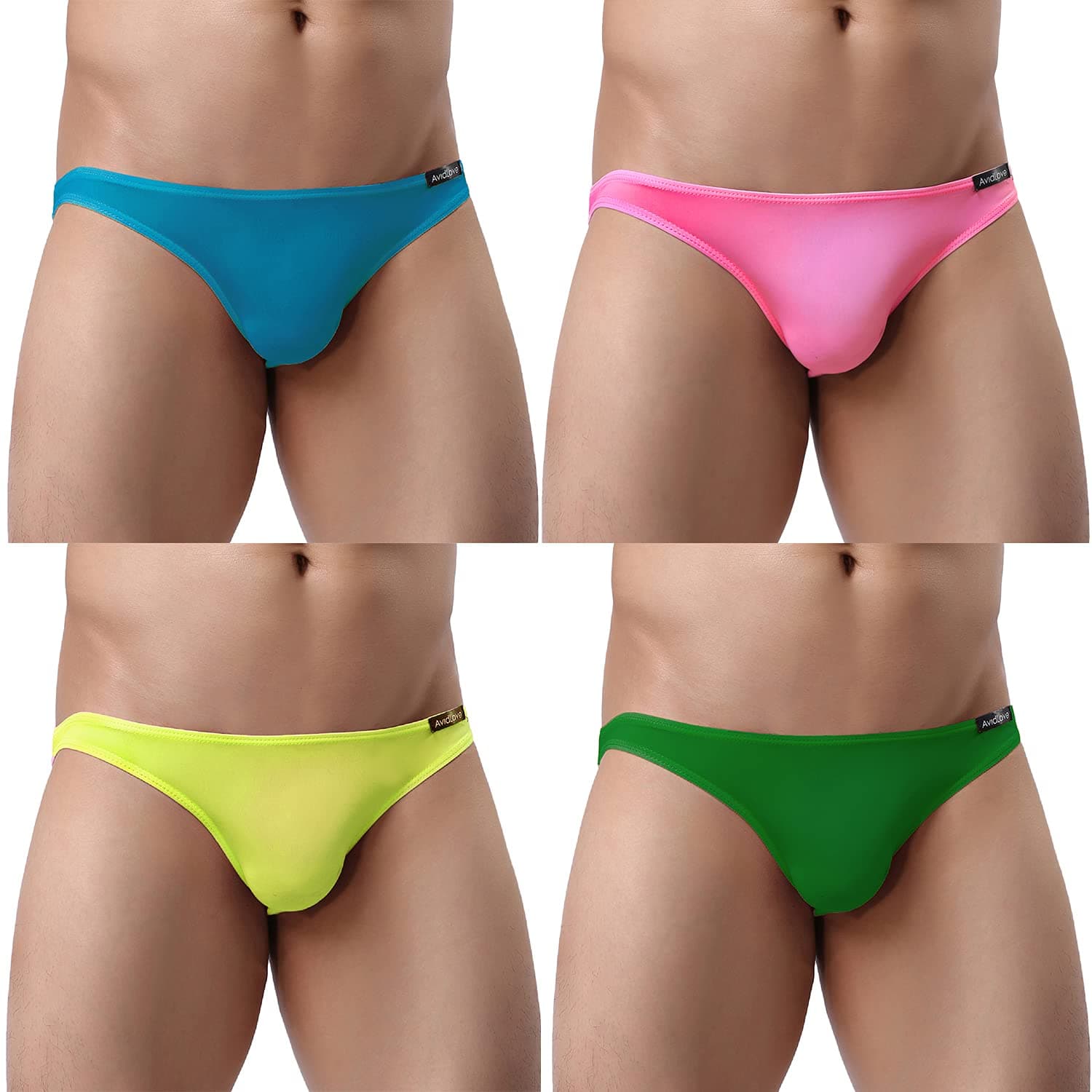 Avidlove Underwear Men's 4 Pack Classic Low Rise Stretchy Hip Briefs Bikini