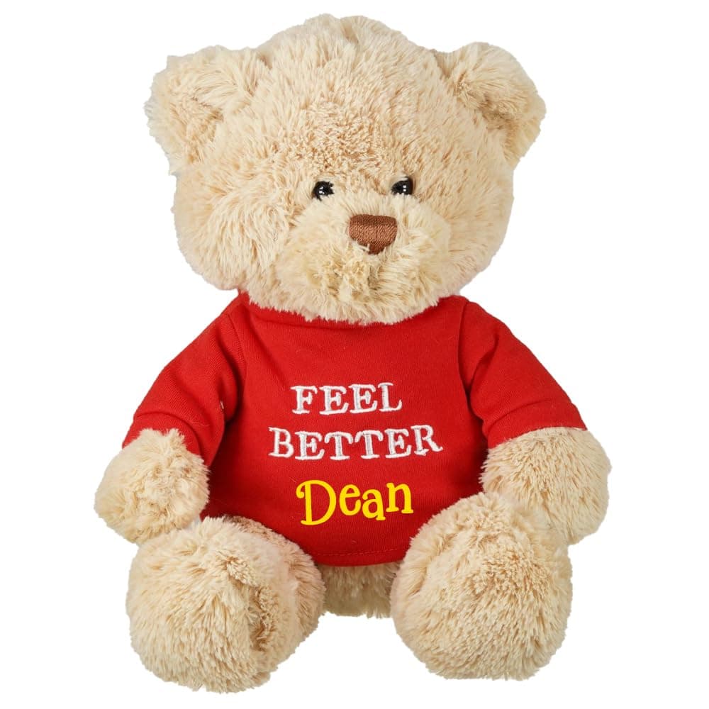 GUND Personalized Feel Better Bear Stuffed Animal – 9 Inch Get Well Soon Teddy Bear with Custom Shirt for Recovery, Hospital, Surgery, Chemo, Comfort Gift for Kids Adults (Cream Bear)