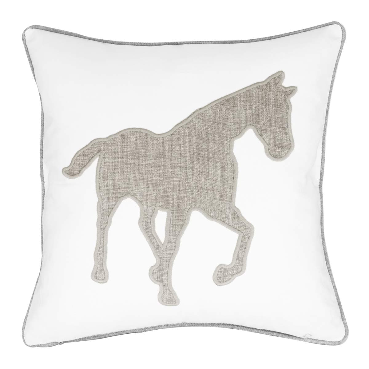Animal Cotton Throw Pillow Covers Horse Pattren Embroidered 18x18 Inches for Couch Cushions Covers (White) …