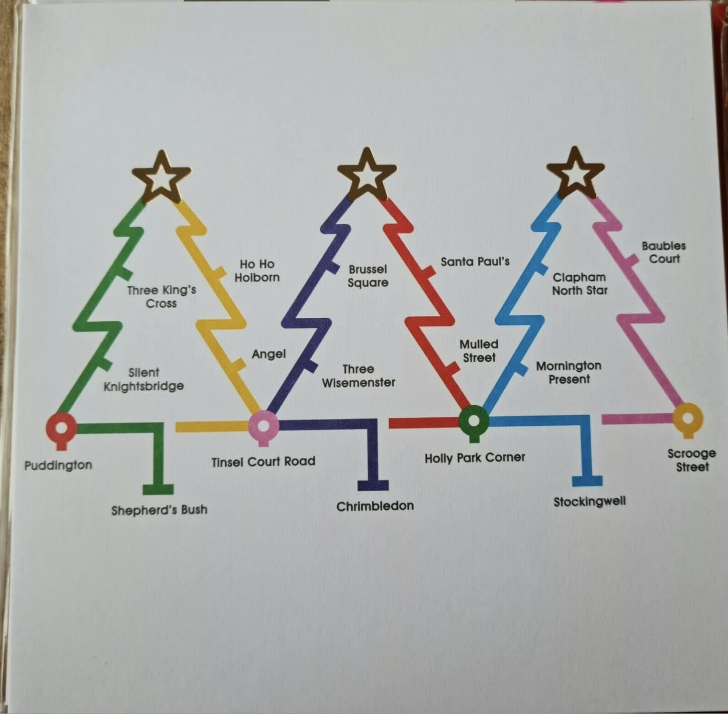 Paperchase Festive Tube map Charity Christmas Cards - Pack of 8