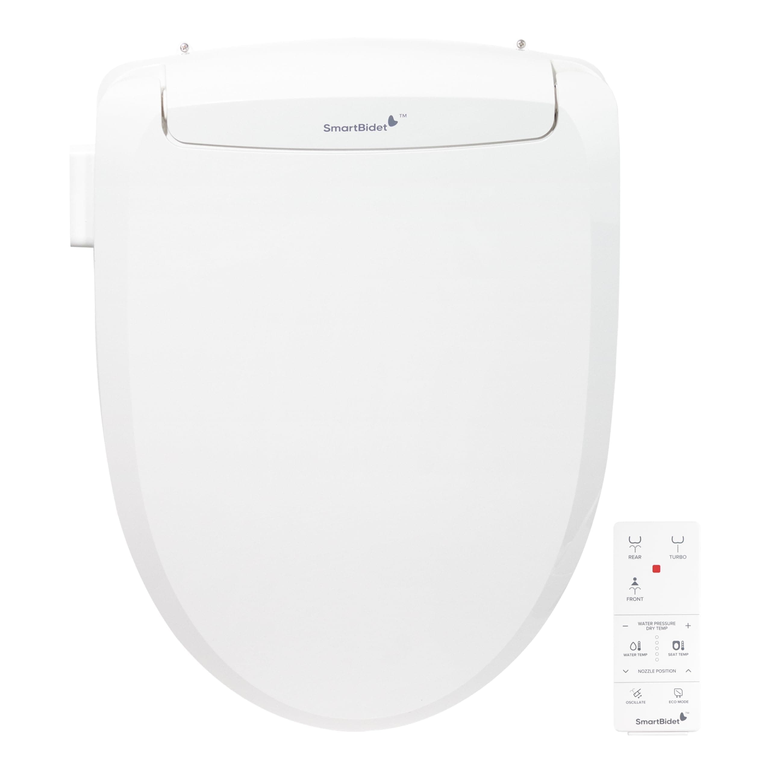 SmartBidet® SB-100R Electric Smart Bidet Seat for Elongated Toilets with Remote Control, Stainless Steel Nozzle with Removable Nozzle Cap, Slim