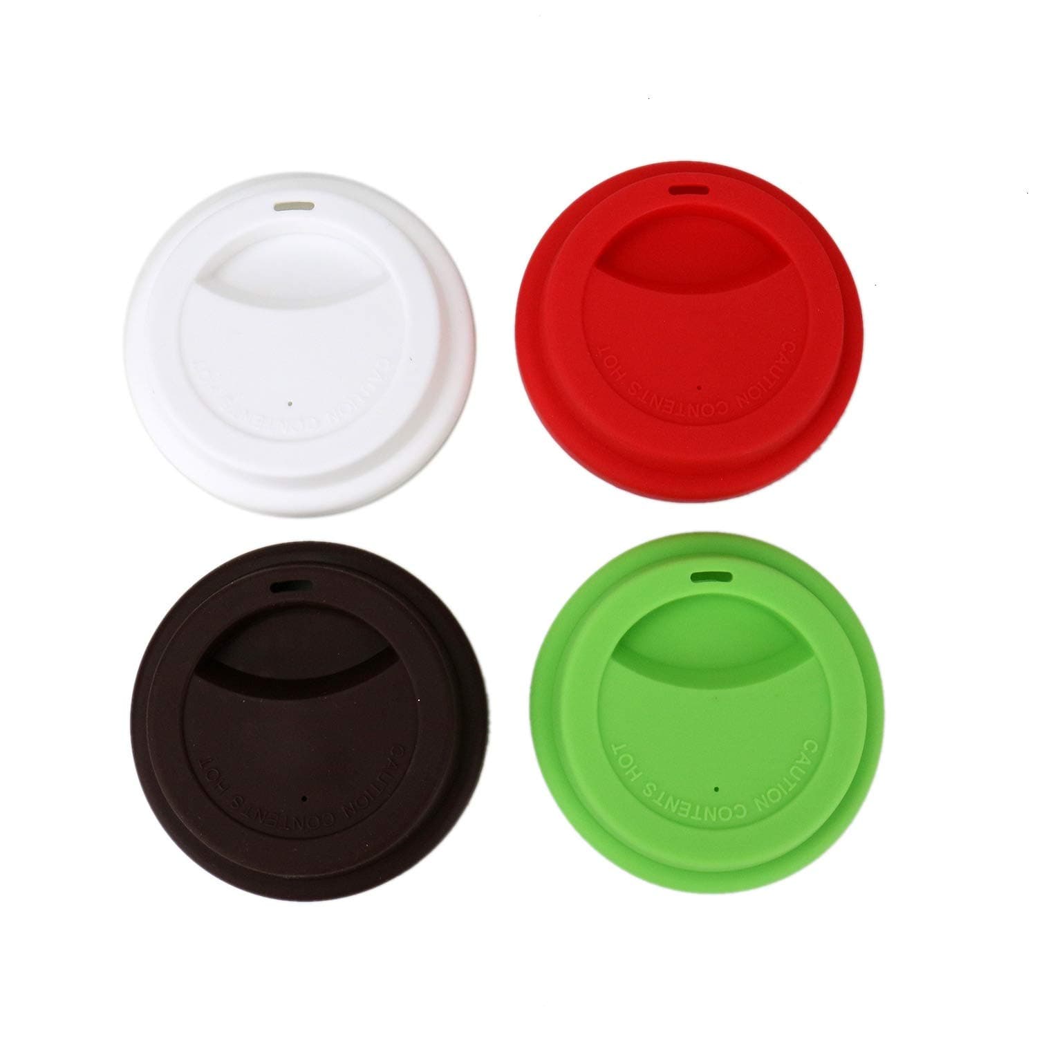 Pomeat 4 Pcs Silicone Coffee Cup Lids Reusable Travel Mug Lid for 12oz/16oz Cups 4 Colors