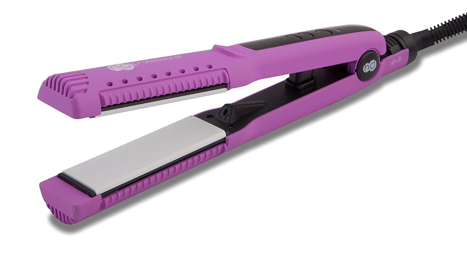 HD Professional 1.25" Tourmaline Ceramic Wet/Dry Hair Iron with Active Ionizer - Dual Voltage (Purple)