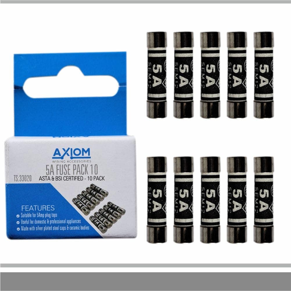 5 AMP Domestic 240V Household Mains Plug Fuse Electrical Cartridge Fuses 10 PACK