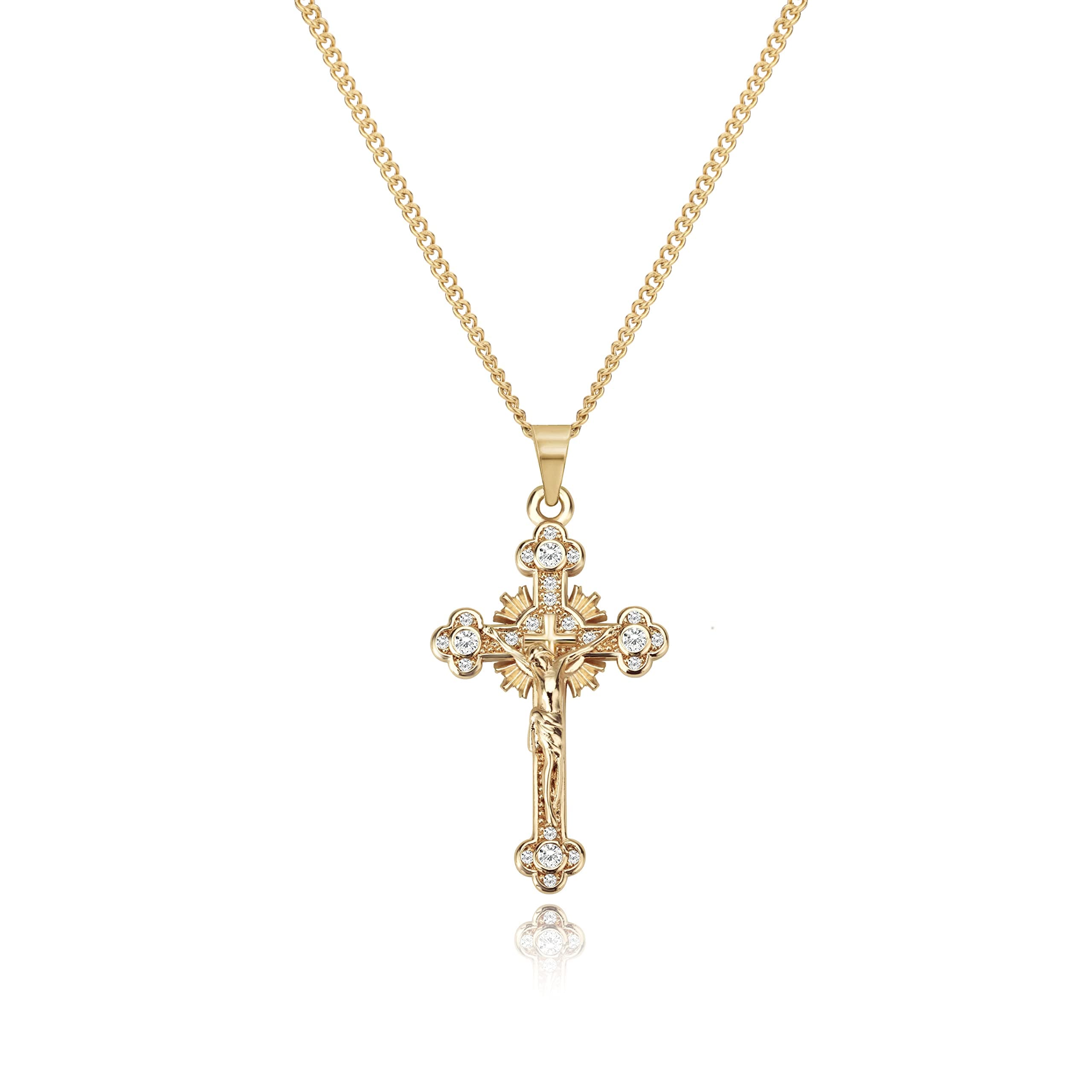 Cross Necklace for Women 18K Gold Plated Cross Pendant Choker Necklace