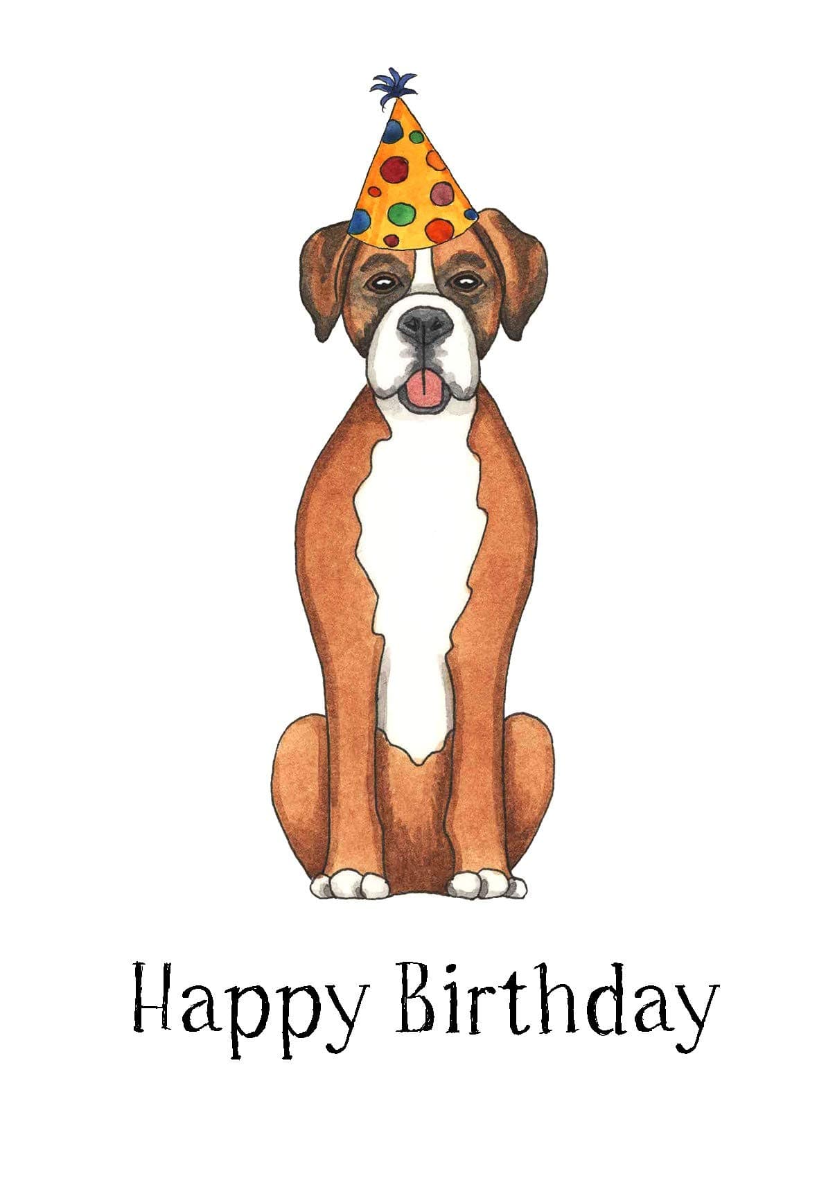 Boxer Dog Happy Birthday Card 5x7"