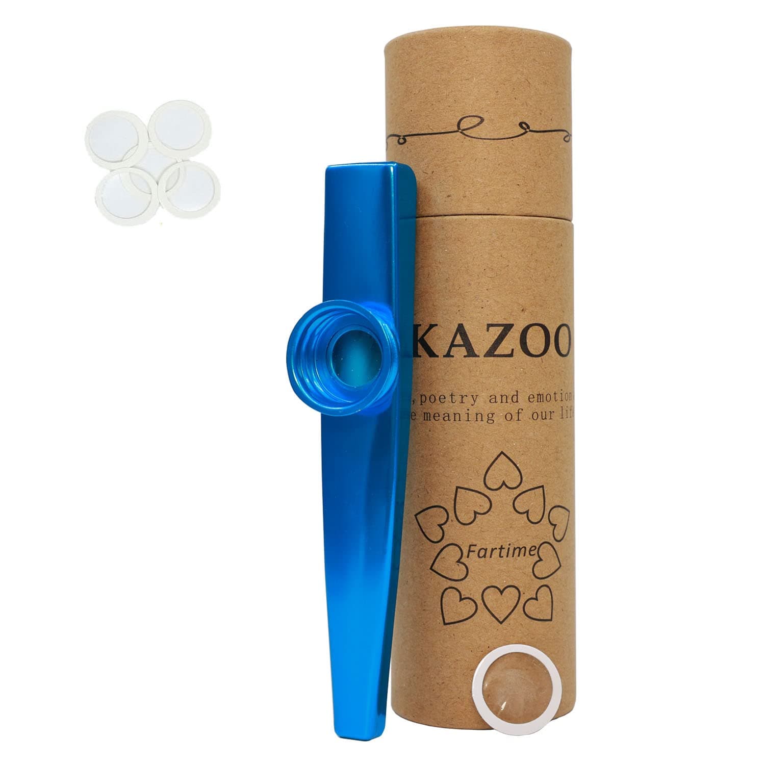 Blue Exquisite Aluminum Alloy Kazoo With 5 Kazoo Flute Diaphragms And A Beautiful Gift Box-Musical Instruments.(blue)…