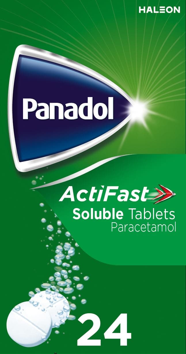 – ActiFast Pain Relief Tablets, Soluble Paracetamol Tablets, Backache and Sore Throat, Pack of 24