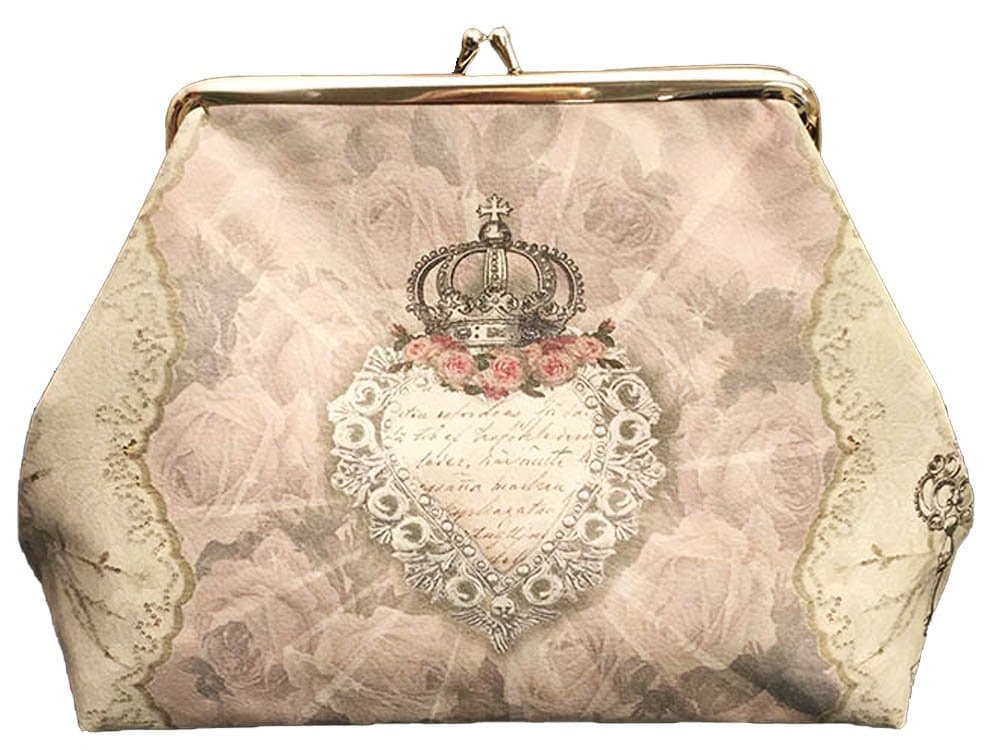 Van Asch Secret Heart Victorian Crown Skeleton Keys Kisslock Cosmetic Wash Bag