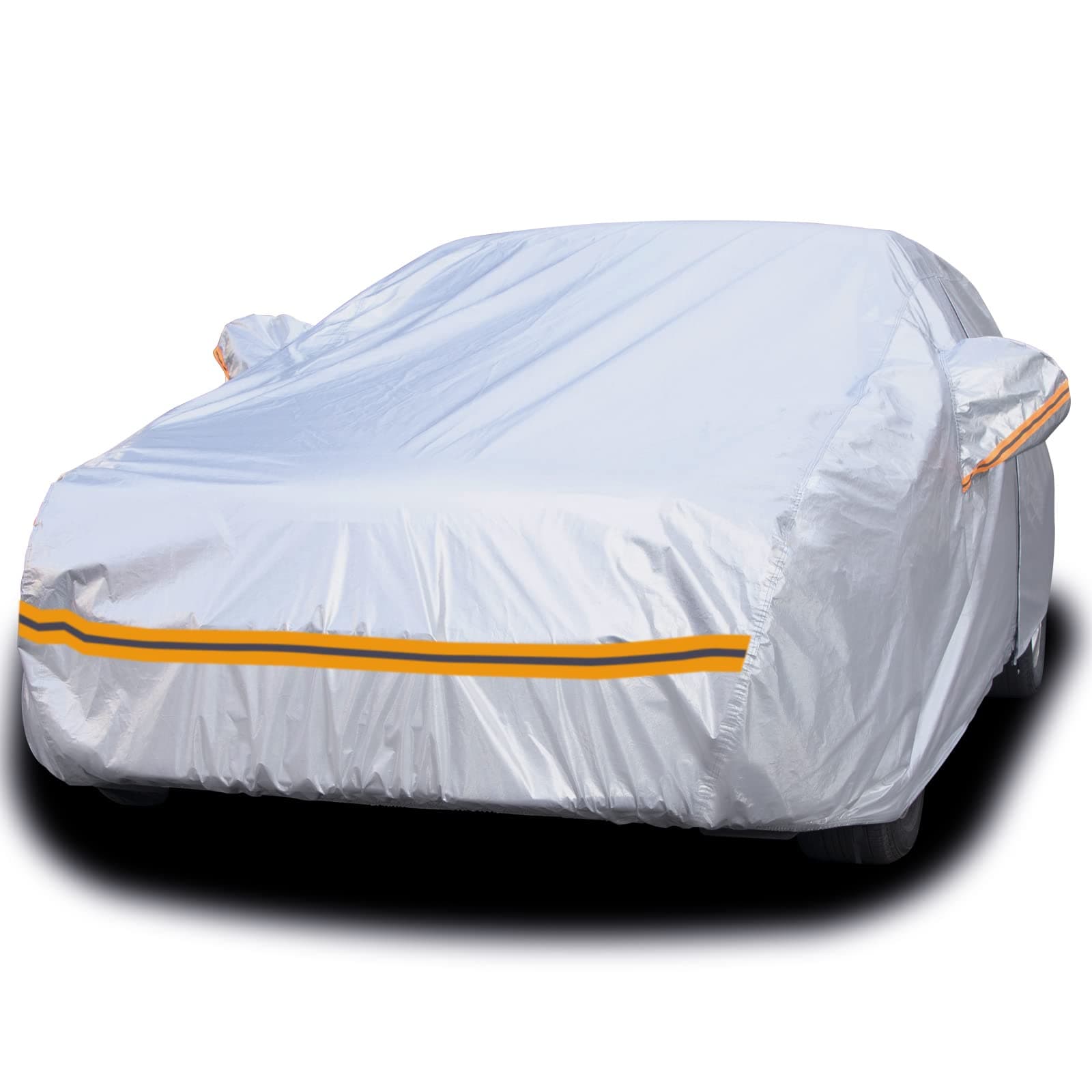 Autsop Car Cover Waterproof All Weather,6 Layers Outdoor Car Covers for Automobiles Full Cover Rain Sun Wind Hail Protection with Zipper Cotton,Universal Fit for Sedan A1(178-183 Inch)