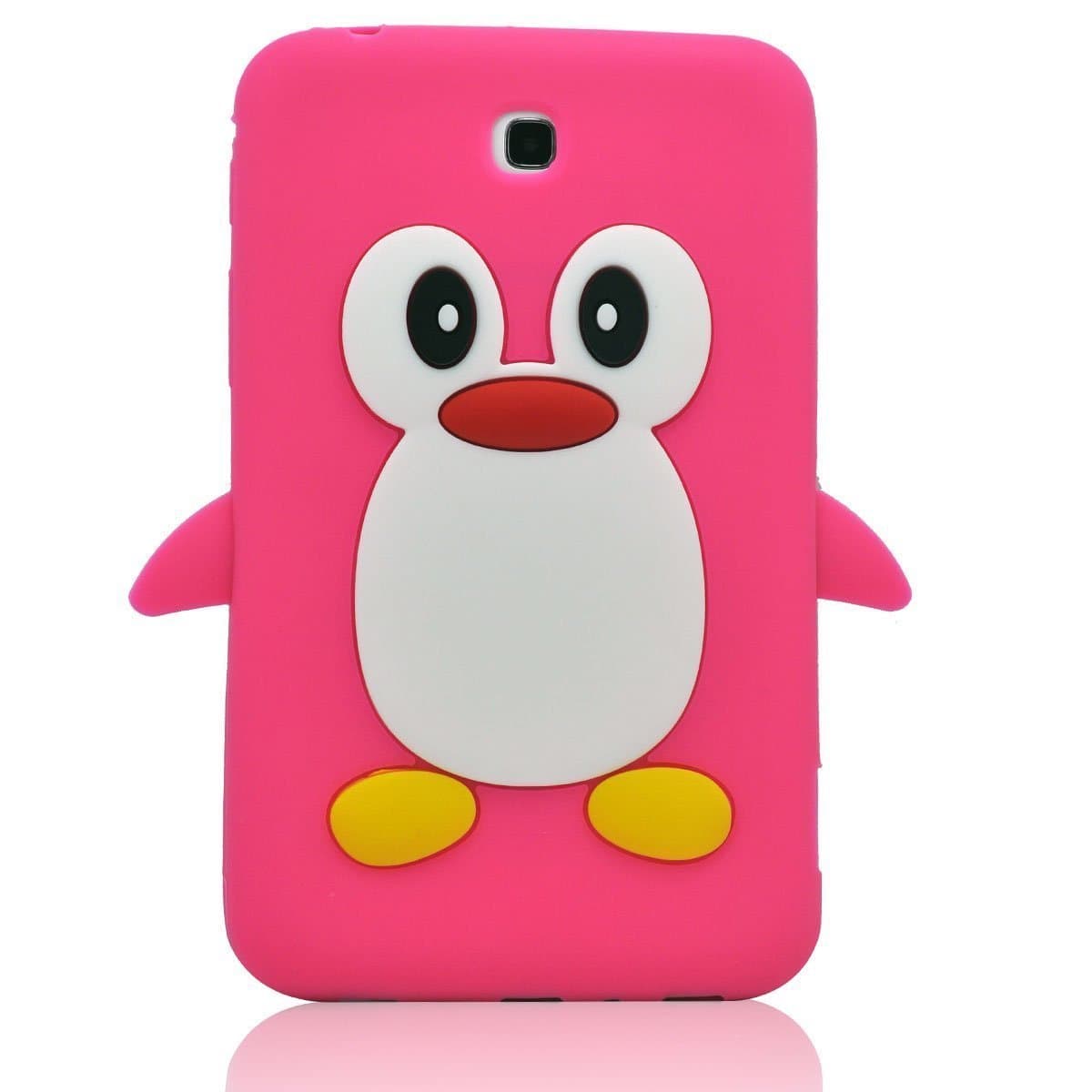DE Cute 3D Cartoon Animal Series Samsung Galaxy Tab 3 7 P3200 Case New Hot Pink Funky Penguin Shape Style Silicone Case Protective Cover for Samsung Galaxy Tab 3 7 P3200