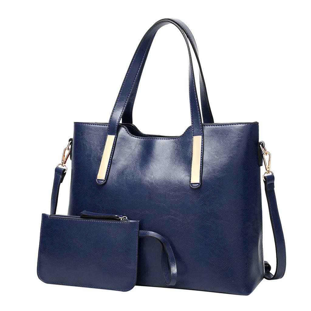 HYSGM 2Pcs Women Pattern PU Leather Solid Color Fashion Handbag+Wallets For Ladies gift