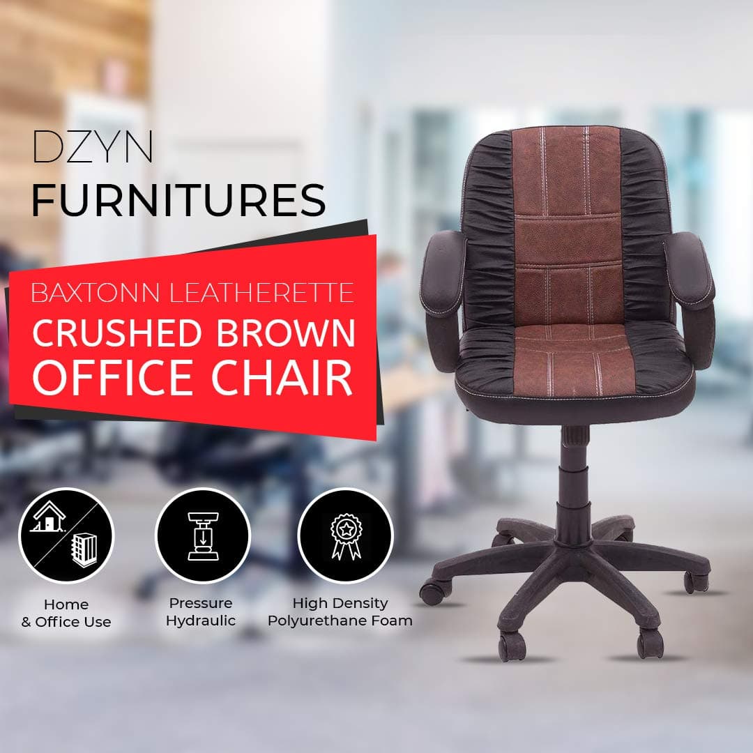 DZYN Furnitures Baxtonn Leatherette Crushed Brown Executive Office Chair