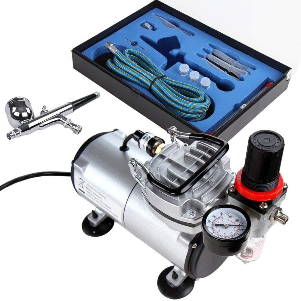 TIMBERTECH Airbrush Kit with Compressor, Multi-purpose Airbrush Compressor Set, Dual Action Gravity Feed Airbrush with Air Hose for Hobby, Body Tattoo, Model Painting, Automotive Graphic, Make-up