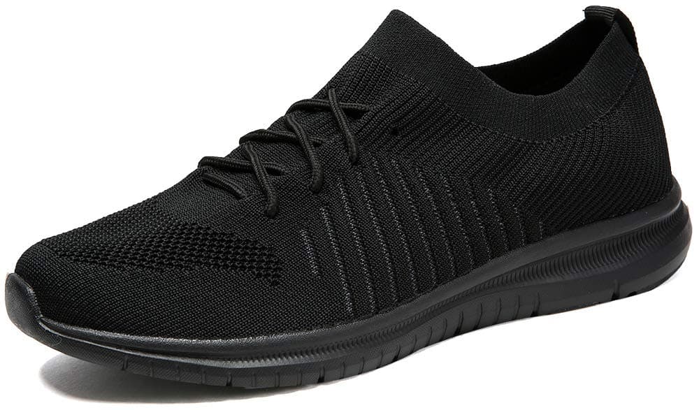 QIUYIXI Men's Slip On Walking Shoes Lightweight Causual Running Sneakers All Black 8