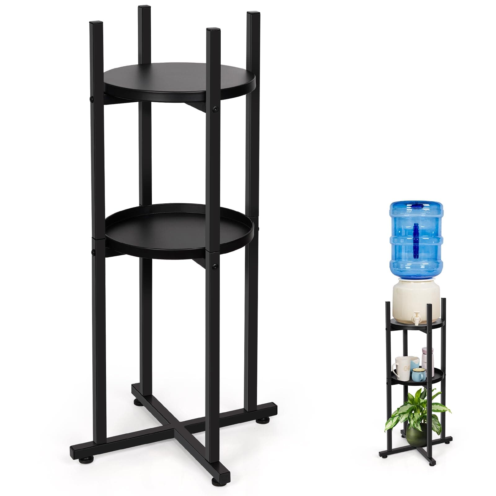 Water Dispenser Stand - 5 Gallon Jug Stand with 2 Shelves for 1-5 Gallon Bottles, Plant Stand (32.8" H x 11.2" W)