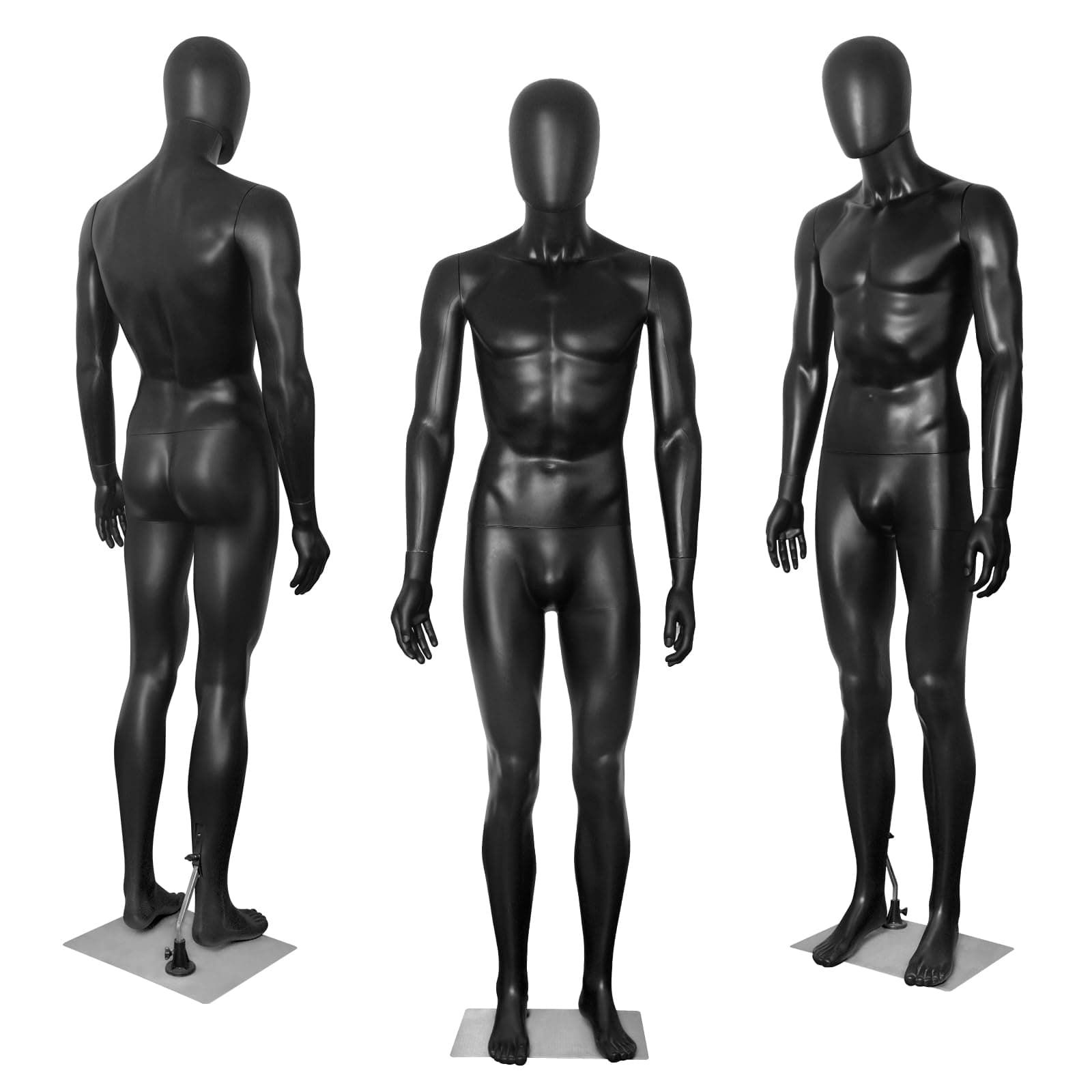 Male Mannequin 73 Inch Full Body Model Stand, Poseable Mannequins Dress Form Detachable Torso for Retail Clothing Shops, Adjustable Manikin Body Display with Metal Base Connector, Black
