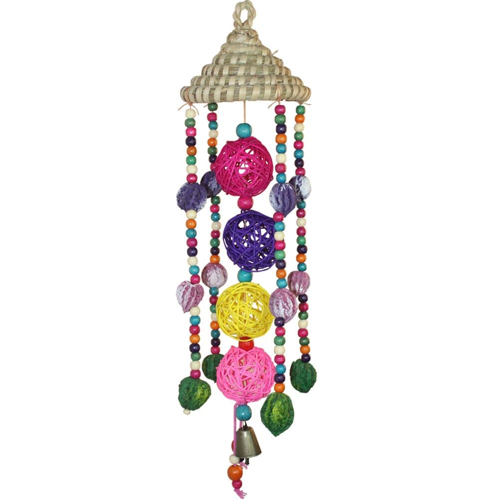 Bird Toys,Vpets Bird Coloful Walnut Bird Toy Wooden Balls Rushwork Head Cover Small Bell Toys