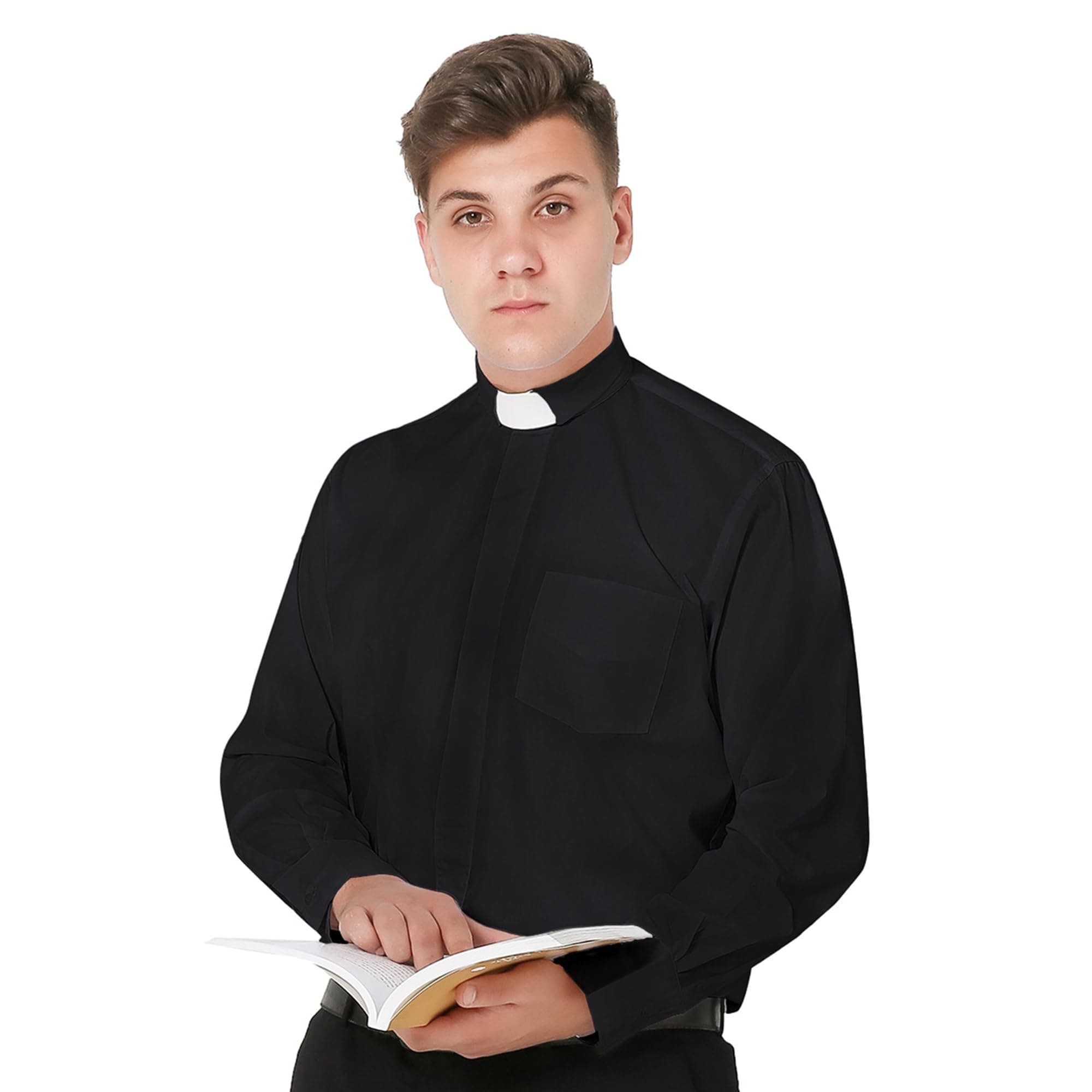 Mens Tab-Collar Long Sleeves Clergy Shirt- 5 Colors Available