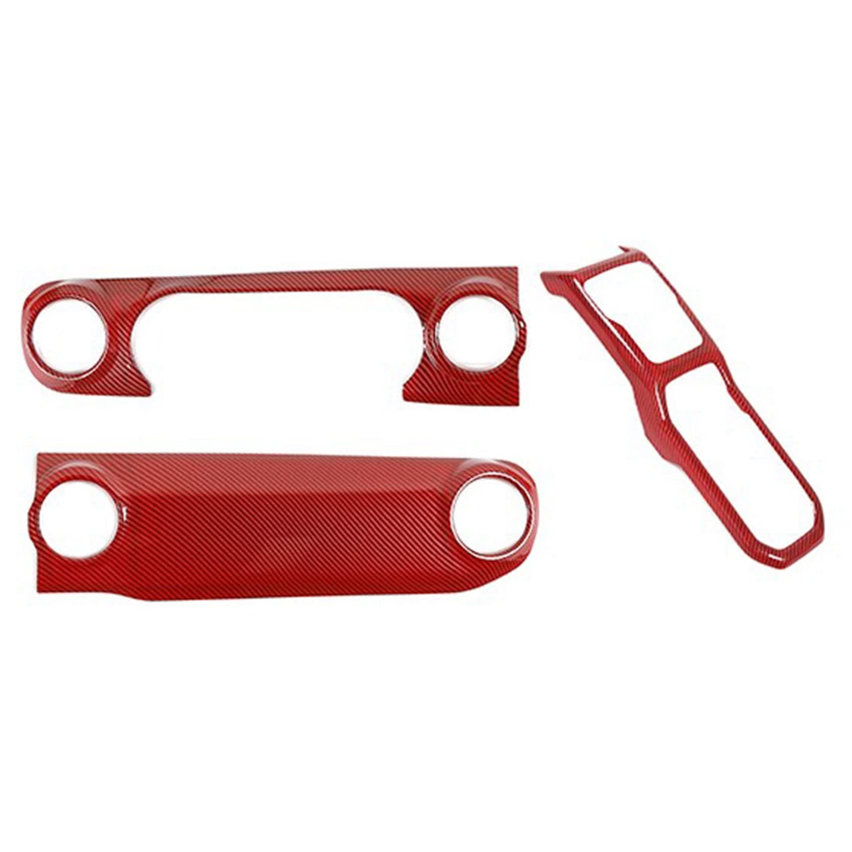 Zunedhys 3-Teilige Blende für Mittelkonsole, Armaturenbrett, Schalttafel, für Wrangler JL JLU, Karbonfaser, Rot