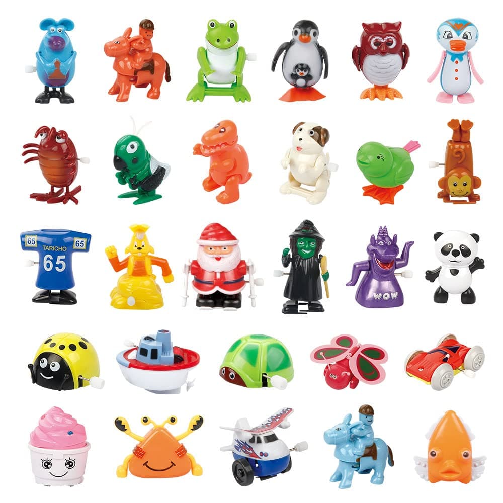 28 Pieces Assorted Wind-up Toys for Kids, Wind Up Animals Bulk Flipping Walking Jumping Swimming Clockwork Toys Stocking Stuffers for Kids, Xmas Gifts