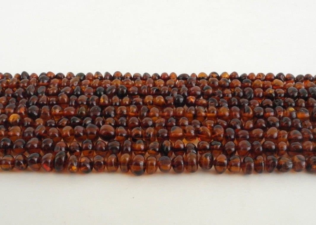 Genuine Baltic Amber Beads Strands Rounded Nuggets Medium Cognac Alluregem 62980