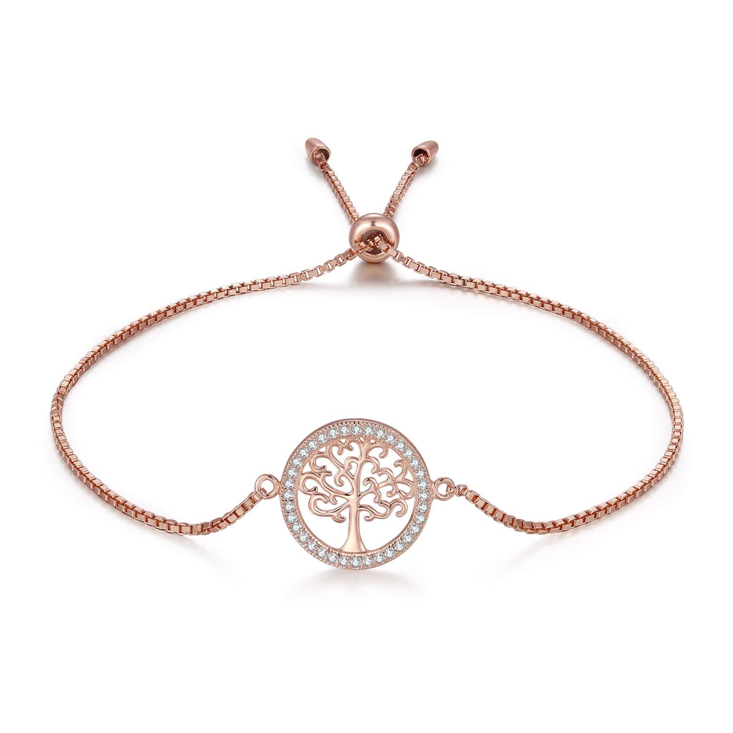 MEGA CREATIVE JEWELRY Women 925 Sterling Silver Tree of Life Bracelet with Crystals Jewellery Gifts for Her Mum Wife Girlfriend
