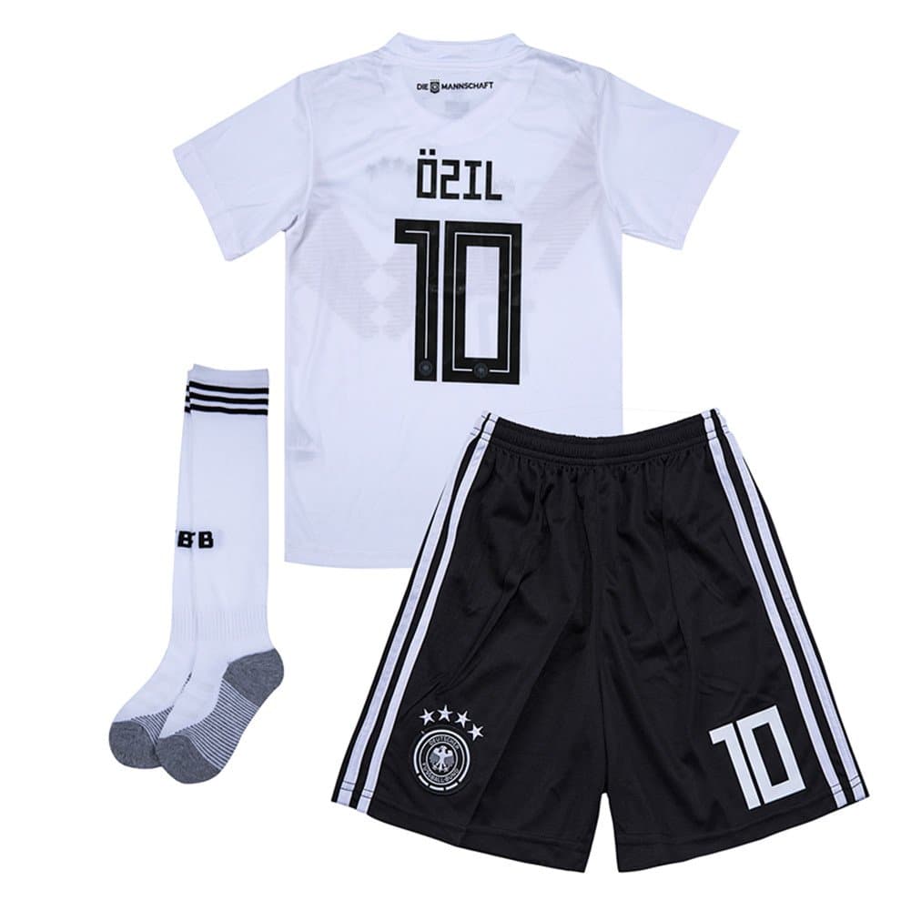 World Cup 2018 Germany National Team Home #10 Mesut Ozil Youth/Kids Soccer Jersey Color White.Matching Shorts,Socks.13-14Y