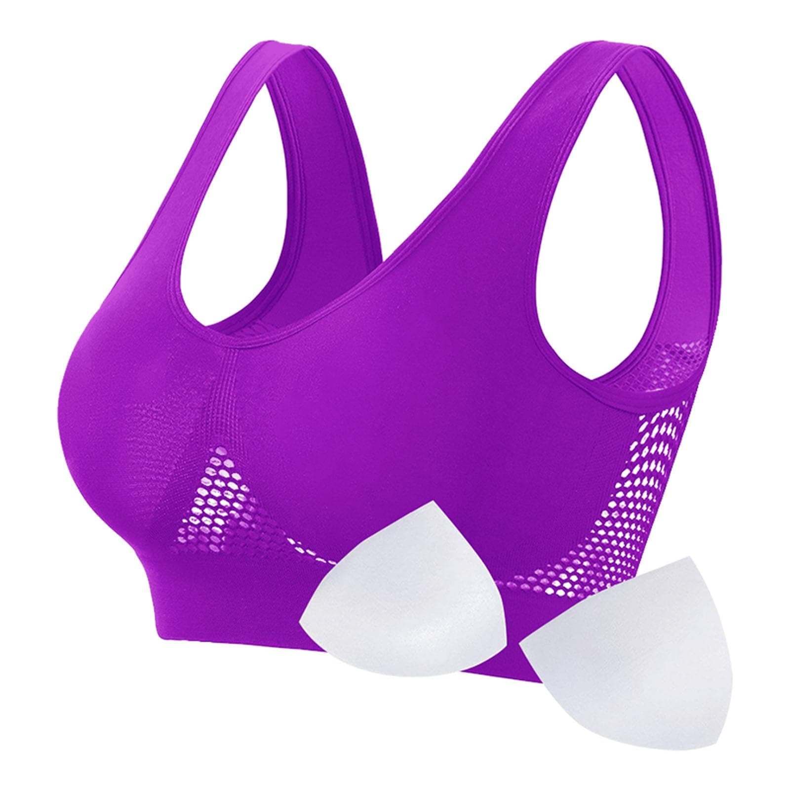 AshowlacoSports Bras for Women Plus Size, Women's Underwear, Mesh Breathable Cool Liftup No Steel Ring New Air Bra Large