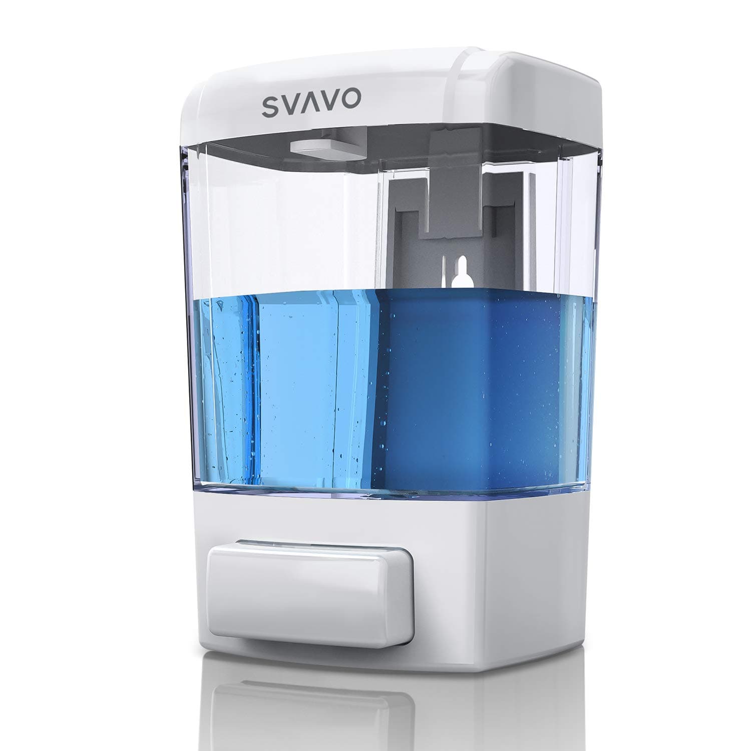 SVAVOWall Mount Soap Dispenser 23.7oz / 700ml, Commercial Soap Dispenser Wall Mounted, Wall Soap Dispenser Pump for Liquid Hand Soap, Shower Room, Home Kitchen, Bathroom, ABS Chrome