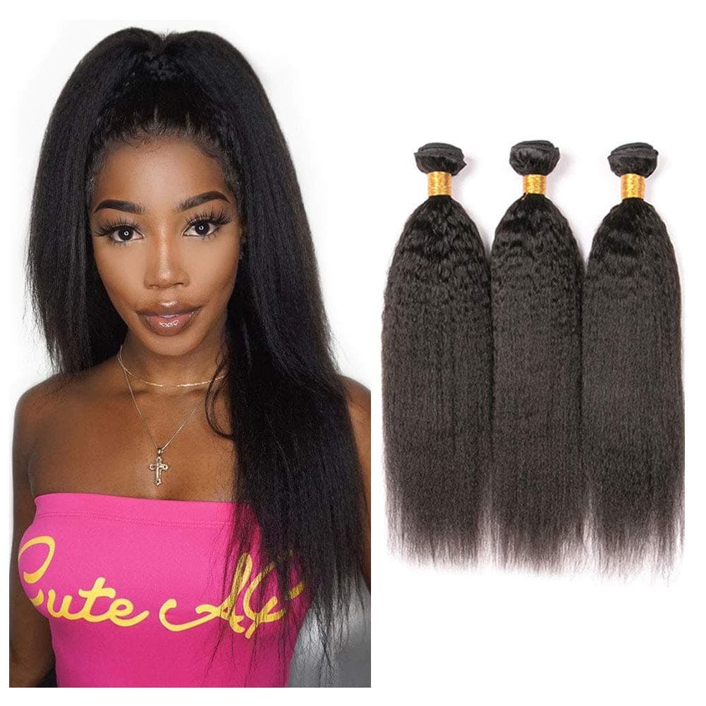 BK Beckoning Brazilian Virgin Italian Yaki Straight Human Hair 100G Kinki Straight Weave 16 18 20 Inch Natural Hair Double Weft Mixed Length for Women