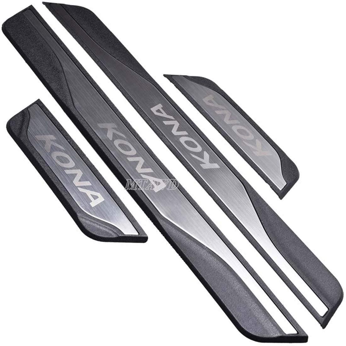 Stainless Car Door Sill Scuff Plate Kick Pedal Protectors for Hyundai KONA 2018-2022