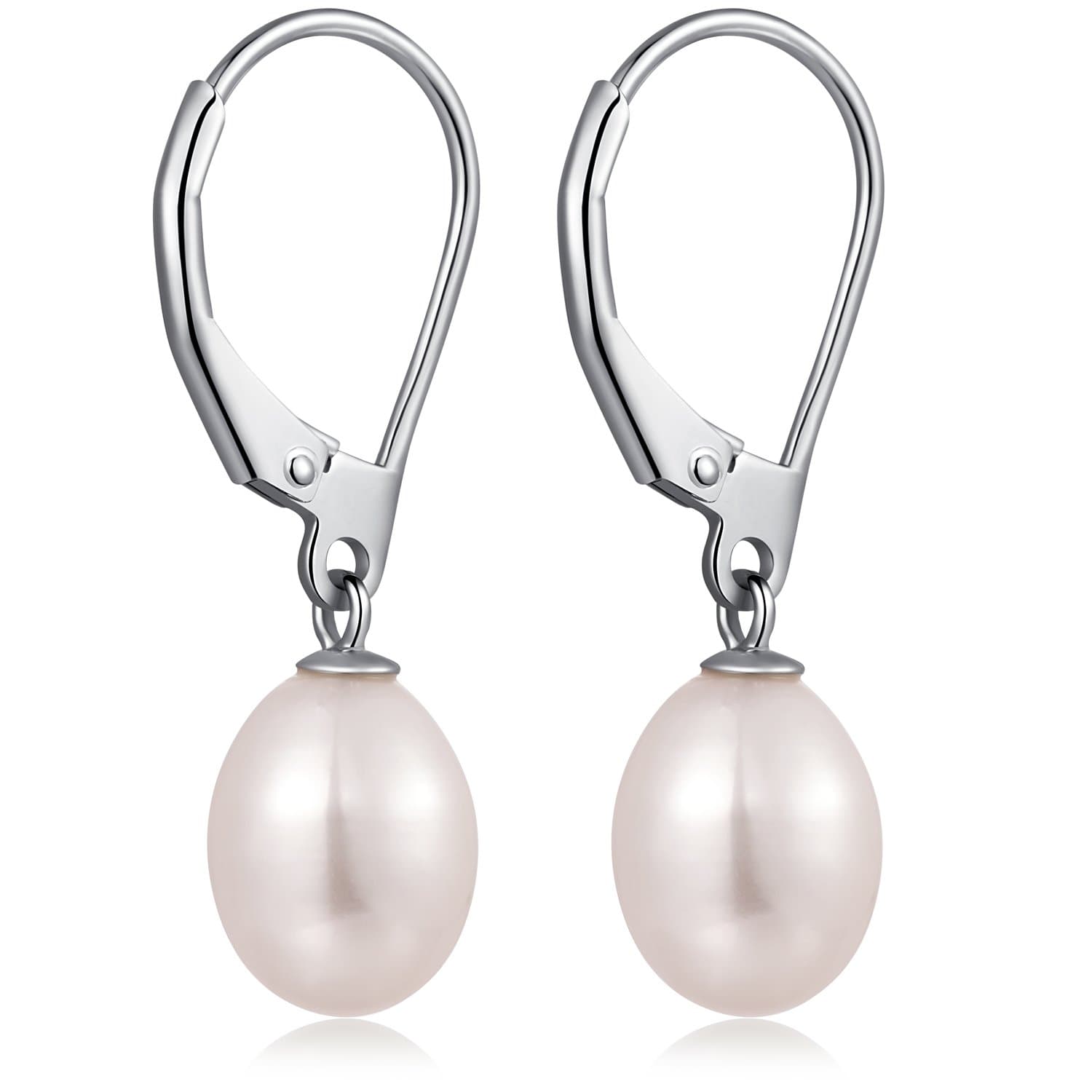 18K White Gold Plated Pearl Earrings from Austria 925 Sterling Silver Earrings Hypoallergenic Pearl Drop Earrings Fine Jewelry Gift for Women