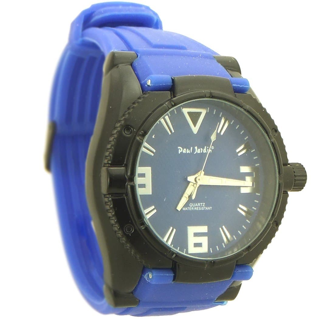 Paul Jardin Chronograph-Style Strap Sports Watch for Men Black and Blue dial - 8