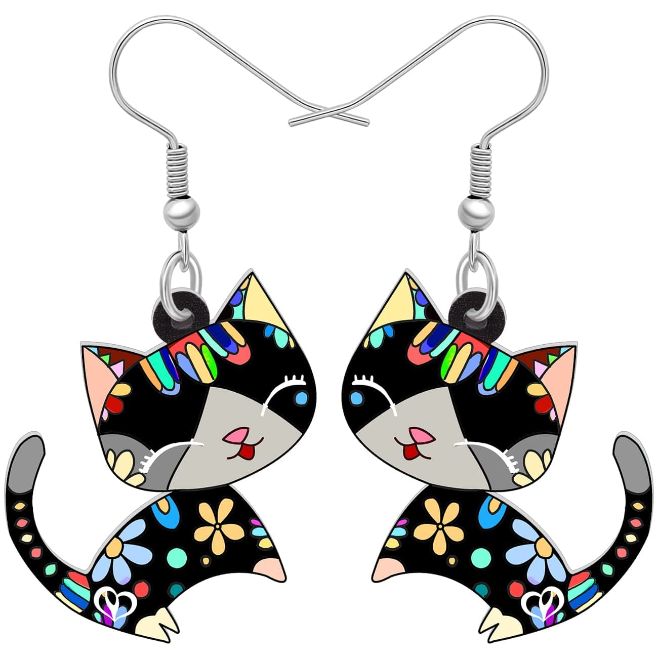 LONYOOAcrylic Cute Cat Earrings Dangle Anime Kitten Jewelry for Women Girls Trendy Cat Gifts