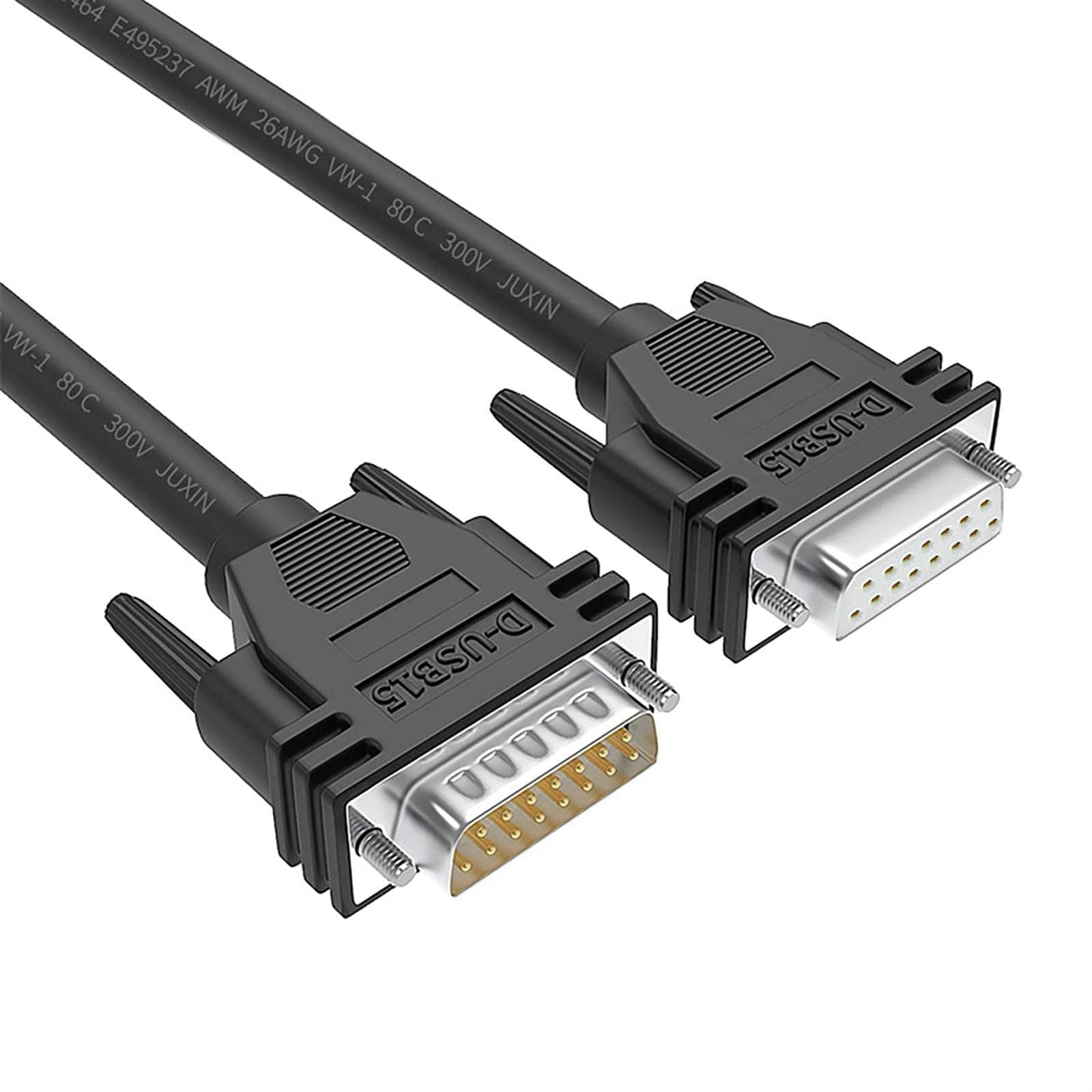THE WHITE SHOP Serial Cable Male to Male DB15 15Pin Serial Cablee Double Shielded 10ft/3M Converter Cable DB15 Black Extension Serial Cable for CNC, UPS, PLC, Servo Driver