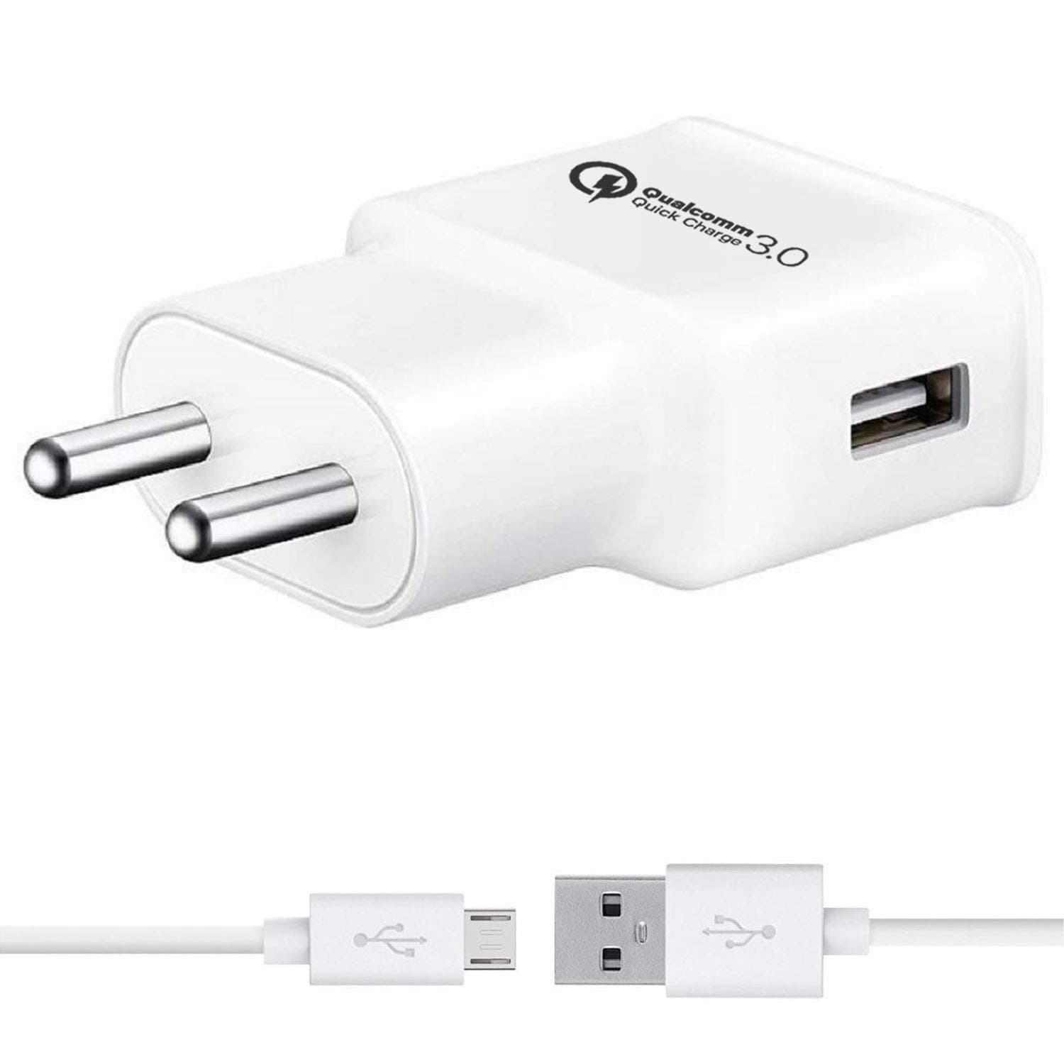 Lakshika QC Charger for Lenovo Yoga Tablet 8 Charger Adapter Original Like Charger Qualcomm QC 3.0 Quick Charge Adaptive Fast Charging, Rapid, Dash, VOOC, AFC Charger, Fast Hi Speed Power Wall Battery Charger with 1 Meter Micro USB Data Cable(3.1 Ampere, LP2- White)