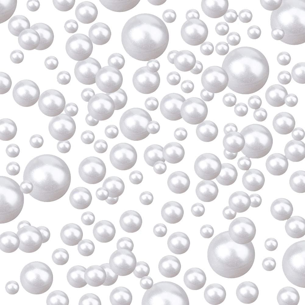 PH PandaHall 1100pcs Undrilled Pearl Beads No Holes White Pearl Beads 2.5/3/4/5/6/8mm Mini Bead Vase Filler Faux Pearls for Wedding Nail Table Scatter Birthday Party Home Decor Jewelry Making