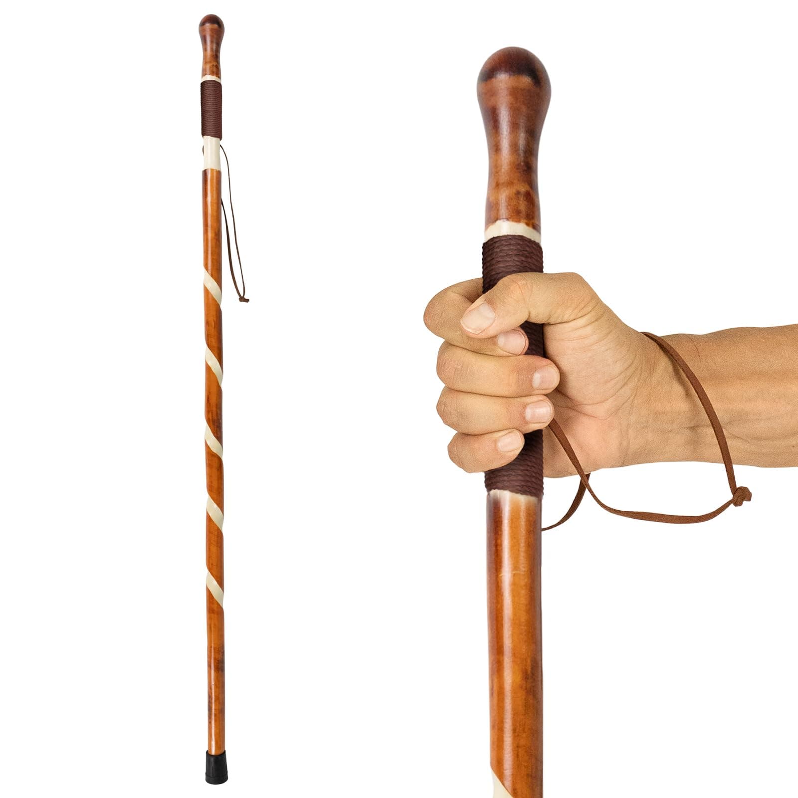 Wooden Walking Stick - Willow Cane for Seniors Hiking & Balance - Heavy Duty Carved Twisted Wood Sticks for Men & Women - Stylish Support Pole for Outdoor Trekking & Weight Bearing