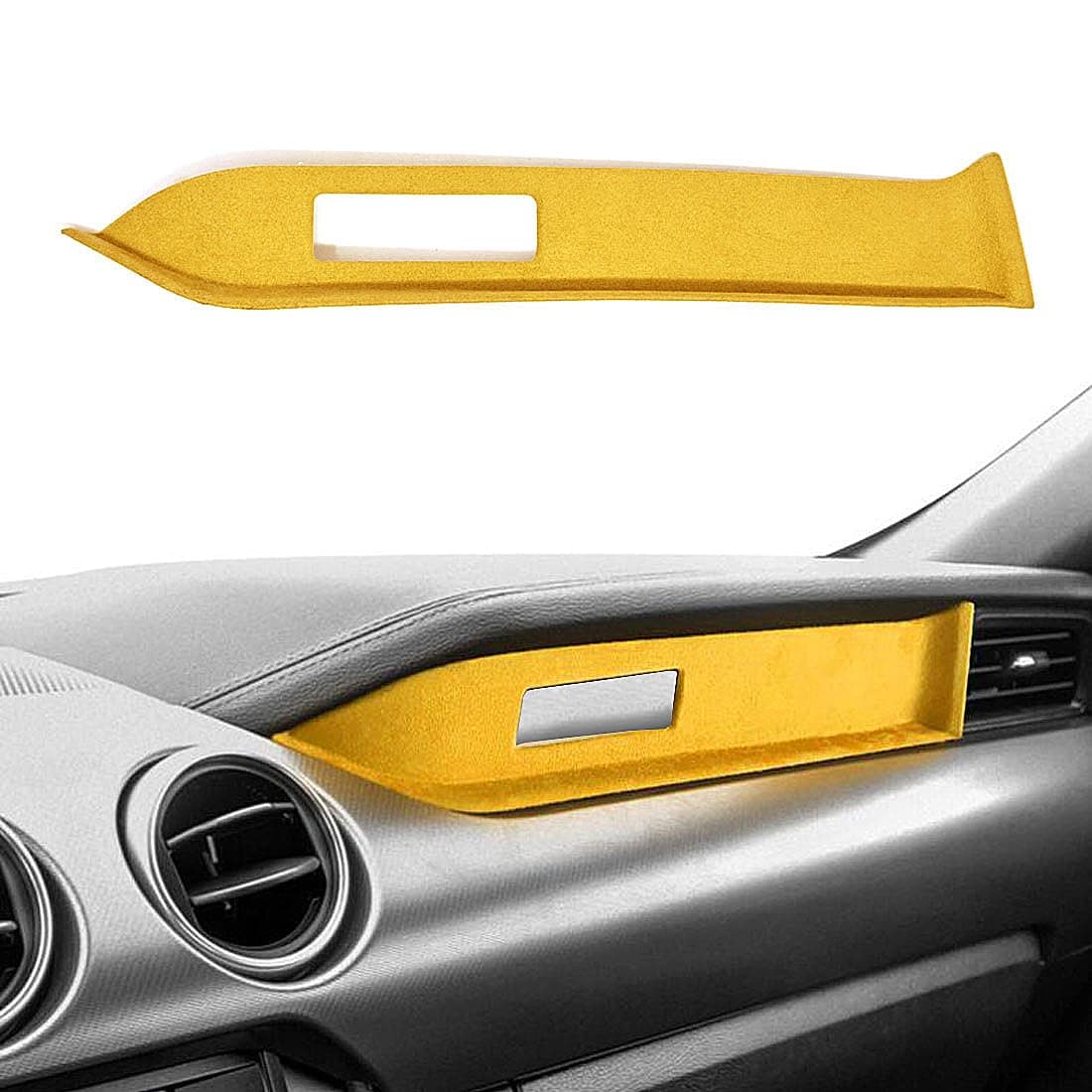 Yellow Suede Passenger Center Console Panel Cover Trim Instrument Sticker for Mustang 2015 2016 2017 2018 2019 2020 2021